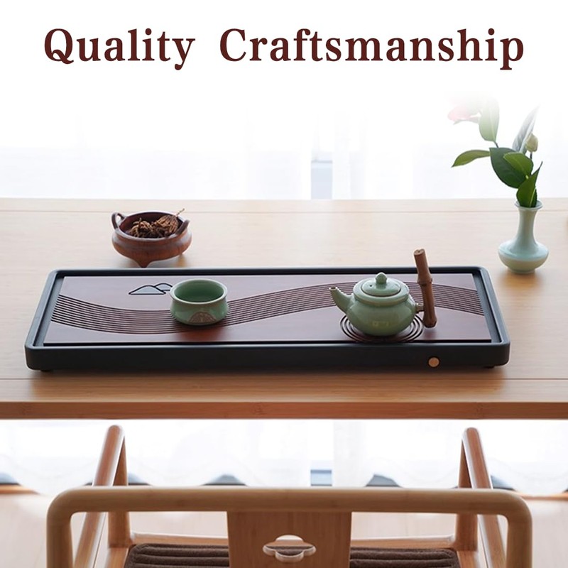 JIKUGO Bamboo Tea Tray Home Office Japanese Tea Set Tea