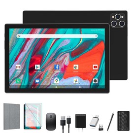 Tablet 2024 Latest Android 13 Tablet 128GB + 16GB (8+8 Expand) Large Storage, 2 in 1 Tablet with Keyboard, Octa-Core Processor, Tablet 10 Inch Screen, 5G WIFI Tablet Bluetooth/Mouse/Case/13MP Camera - Color: Black