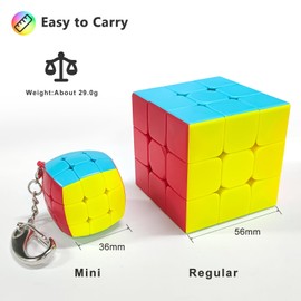 Vdealen Mini Rubik's Cube Speed Cube by Key Ring, Original Rubik's Cube, Smooth Stickerless Magic Cube for Children's Party, Magic Cube Toy Gifts for Children, Teenagers, Adults