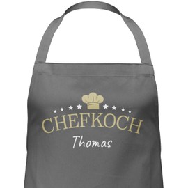 Geschenk mit Namen personalisiert by Shirtracer - Apron - Cooking Apron Men - Chef with Name I Gift for Chef, 1 anthracite