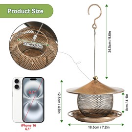LBTING Bird Feeder for Outside, Squirrel Proof Wild Bird Feeder, Small Metal Bird Feeders for Hanging Outside Garden Yard, Round Lantern-Shaped