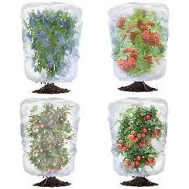 Garden Netting Plant Covers – 3 Pack (2 Sizes: 2.6×3.3 ft & 5.2×5.9 ft) | Zipper & Drawstring | Insect & Bird Netting for Garden Protection | Fruit Tree, Berry Bush, Tomato, Cucumber, Grape Vine