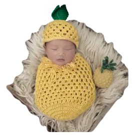 Baby Photography Props Pineapple Hat Sleeping Bag Newborn Boy Girl Photo Shoot Outfits Infant Crochet Unisex Set