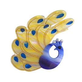 Fancy Peacock Hair Clip,Novelty Acetate Claw Clips,Small Hair Clips for Women,Funny Hair Clips,Yellow
