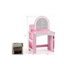 Qifeila Kids Vanity, Kids Vanity Table and Chair Set, Vanity for Kids, Kids Makeup Vanity, Kids Vanity Desk 10