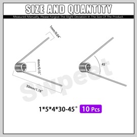 Swpeet 10Pcs 45 Degree Stainless Steel Torsional Springs 1mm Wire Diameter 5mm Outside Diameter, 30mm Tiny Torsional Spring Mechanical Small Torsion Spring for Home Repair Woodworking DIY Project