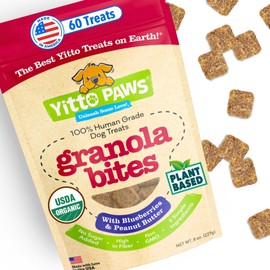 Yitto Paws Organic Dog Treats – Crunchy, Blueberry & Peanut Butter Training Dog Biscuits – Vegan, Human-Grade, No Sugar Added – Healthy, All Natural – Made in USA, (8 oz)