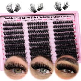 Goddvenus Fluffy Cluster Lashes Individual Eyelashes 300pcs Volume Russian Lash Clusters Wispy Lashes Individual Cluster Eyelashes D Curl Lash Extensions for DIY at Home