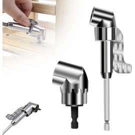 105° Angle Wrench 60 mm + 140 mm Attachment Adapter Versatile Angle Bit Holder Magnetic 1/4 Inch Bit Holder Multifunctional Bend Screwdriver Hex Shank Angle Gearbox for Drilling Tight Spaces