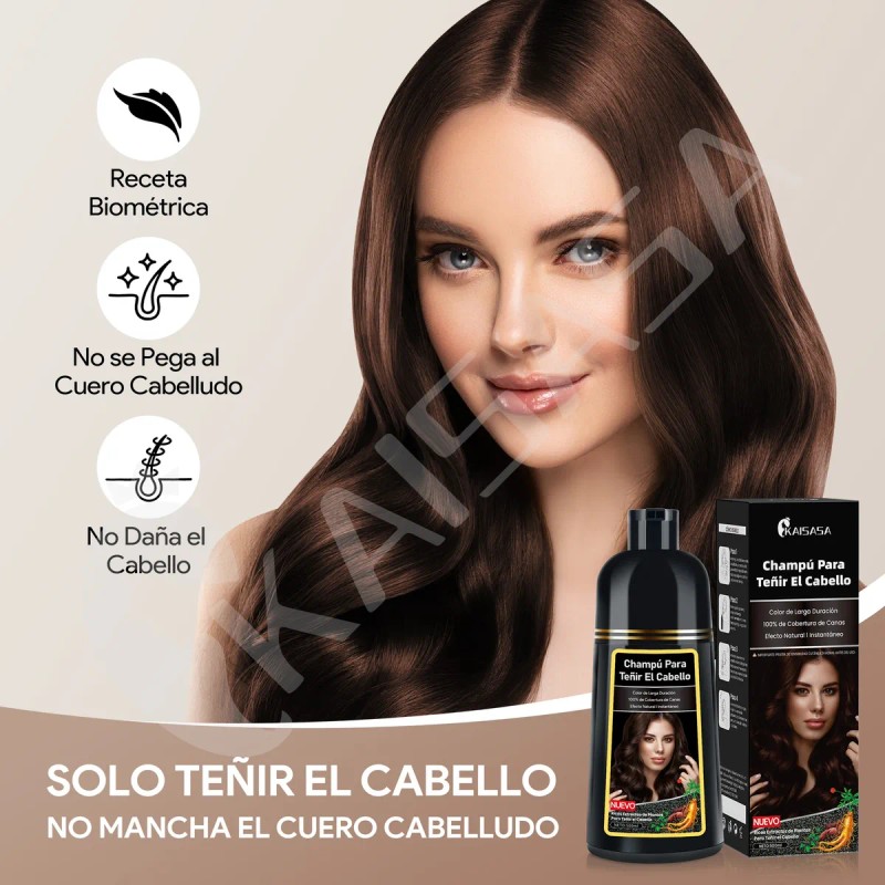 Kaisasa Shampoo Con Tinte Para Cubrir Canas 2 Pzs