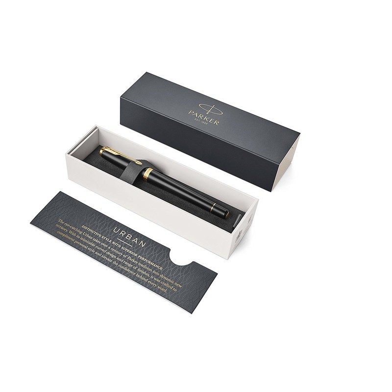 Parker Urban Chrome Trim Rollerball Pen with Fine Nib- Black
