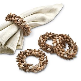 Epic 31-000 Detailed Natural Colored Design Style Linked Seashells Napkin Rings