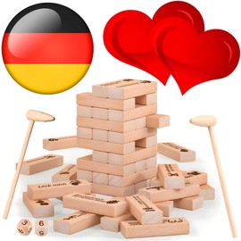 BLOOOK Stacking Game, Pair Games for Couples, Couple Games, Wooden Wobble Tower, Partner Games for Adults, Wooden Toy, Partner Gifts, Women, Men