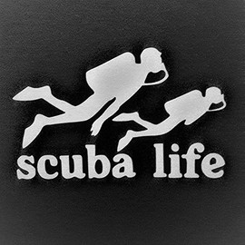 Chase Grace Studio Scuba Life Scuba Dive Diving Vinyl Decal Sticker|White|Cars Trucks SUVs Vans Laptops Walls Glass Metal|5.7" X 3.5"|CGS919