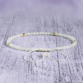 Unbranded White Moonstone Crystal Bracelet Healing Gems Beaded Dainty Women Men Bracelet