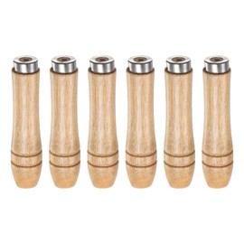sourcing map 6pcs Wooden File Handle 3.66 Inch 4mm Round Hole Ergonomic Handles with Metal Collar for 6" Metal Files