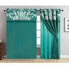 Chezmoi Collection Royale 4-Piece Jacquard Floral Window Curtain/Drape Set with