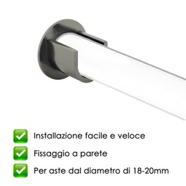 GIRASOLE HOME® Short Curtain Pole Bracket, 2 Pack Heavy Duty Zinc Alloy Wall Bracket for Curtain Pole Diameter 18-20mm (Rosette 26mm, Nickel Black)