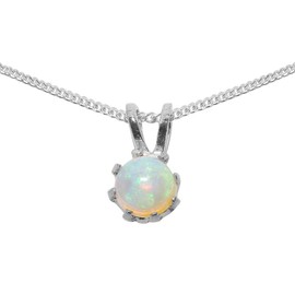 925 Sterling Silver Pendant & Chain Necklace with Natural Opal Womens length 16 October Birthstone Gift