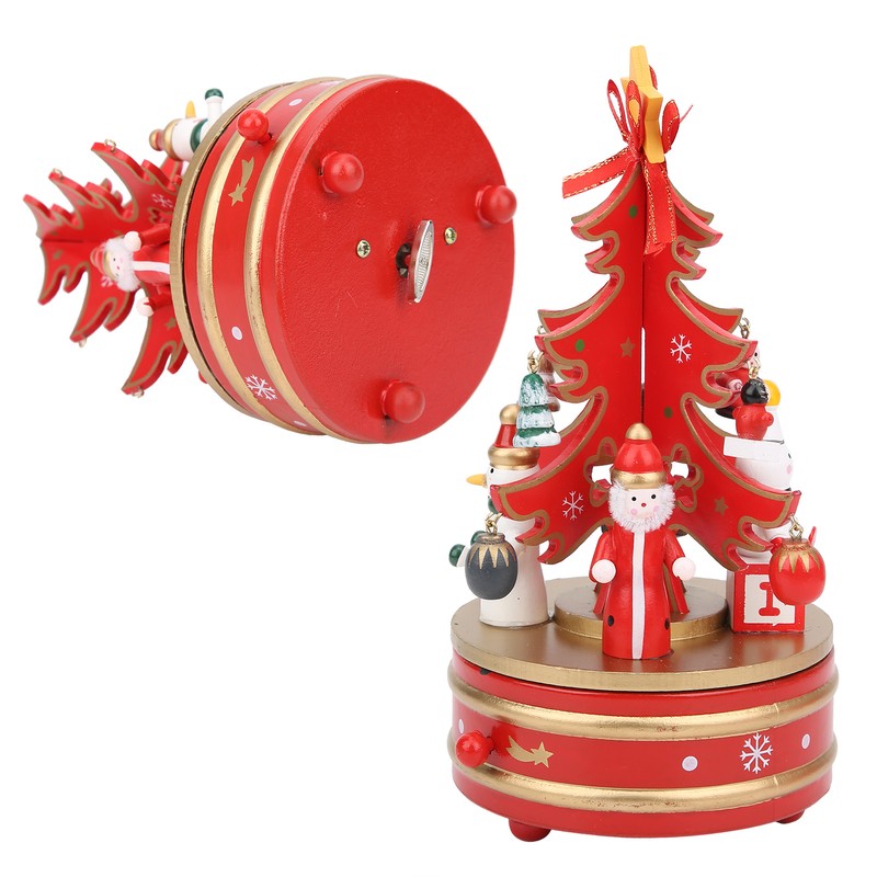Christmas Music Box Wood Christmas Musical Box Xmas Decoration Gifts