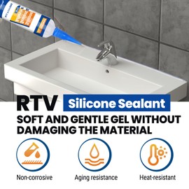 LUXFINISH RTV Silicone Sealant Adhesive – 100% Waterproof Silicone Caulk for Automotive, Window, Bathroom, Kitchen – High Bond, Shrink & Crack Resistant – Clear(1.4oz/40g)