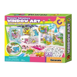 DIY Window Paint Art & Crafts, Kids Boys and Girls Drawing Jewelry Toys Making Kit Set, Colored Sparking Plactic Glitter Charms Bracelet Accessories Inspired Gifts Pack, Ideal Creative Activity Gift Easter Christmas Birthday Family Night (Dinosaur Advent