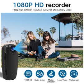 HSKAH Mini Body Camera 1080P Portable Wearable Video Recording with Night Vision, Police Body Cam 64GB Worn Camcorder for Personal Civilians Law Enforcement