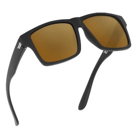 TOROE Classic RANGE TR90 Frame Polarized Unbreakable Sunglasses with Hydrophobic Coated Polycarbonate AR Lenses (Matte Black | Bronze (CAT3))