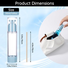 Segbeauty Airless Pump Dispenser, Pack of 3, 50 ml Pump Bottle for Filling, Empty Lotion Pump Bottle, Plastic Vacuum Cosmetic Container, for Travel (Blue)