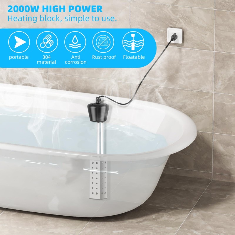 YOUTHTXY 2000W Immersion Water Heater, Designed for Mini Inflatable Pools