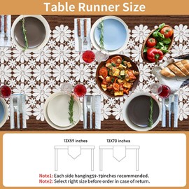 VIJIV Macrame Table Runner 90 Inches Long for Boho Wedding Decor, White Crochet Doilies Dresser Scarf Lace Farmhouse Table Runner for Tea Party Dining Table Centerpiece Decor Coffee Table Decorations