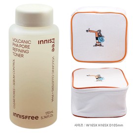 Innisfree Volcanic Pore Smoothing Toner 170mL+Play Green Cosmetic Pouch (Yellow) / 이니스프리 화산송이 파하 모공 매끈결 토너 170mL+플레이그린 화장품 파우치 (옐로우)
