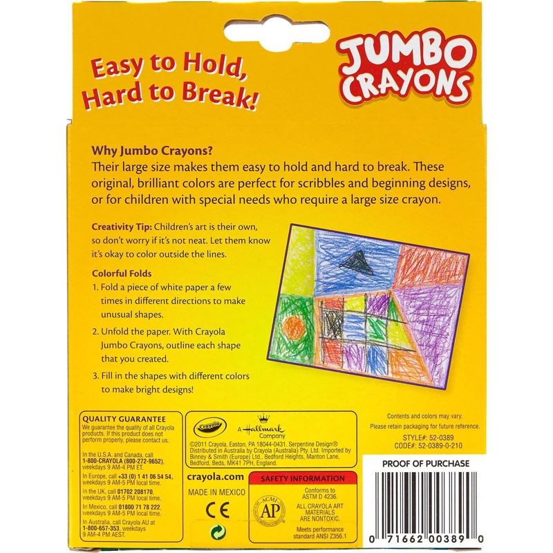 Crayola Jumbo Crayons, 8 Toddler Crayons, Assorted Colors