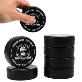 BOXOB Pack of 6 Ice Hockey Pucks, Diameter 7.5 cm Thickness 2.5 cm Hockey Puck Foam Soft Rubber-Free Ice Pucks Hockey Accessories for Indoor Exercises and Classic Training (Black)