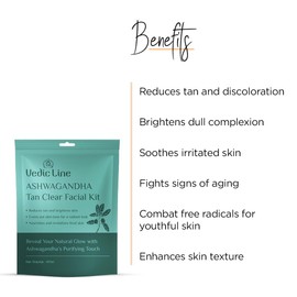 Vedic line Ashwagandha Tan Clear Facial Kit | Enriched with Dragon Fruit Extract & Niacinamide | Brightens Skin, Reduces Tan, and Improves Texture | Perfect for All Skin Types