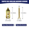Maozaa 150 pcs Self-Drilling Drywall Anchors with Screws, 0.47x1.18 Inch