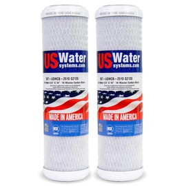 US Water Systems Carbon Water Filter 10 X 2.5, Whole House Water Filter Cartridge 10 Micron, Removes Contaminants for Superior Taste and Odor Removal, Made in the USA - Pack of 2