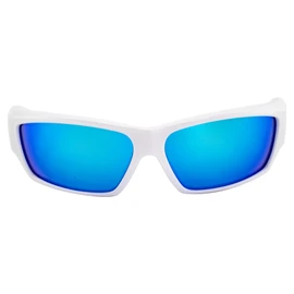 OPTIC EDGE Freelance Sunglasses, Shiny White Frame with Ice Blue Mirrored Polycarbonate Lenses, Medium to Large