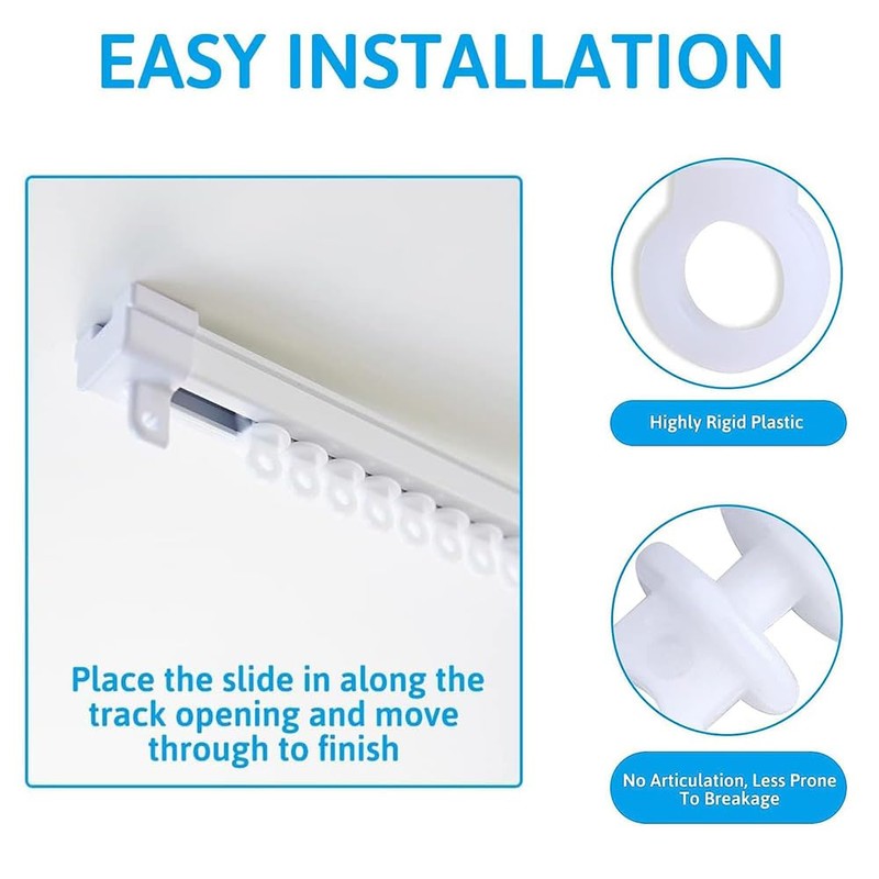RXKFIGX 100 Pcs Curtain Hooks Gliders Rollers White Curtain Hooks