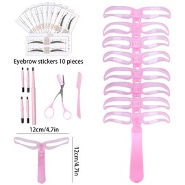 SHUOHONG Eyebrow Stencil Set, Eyebrow Stencils Women, Beginner Eyebrow Set, Reusable Eyebrow Grooming Kit, Makeup Tool for Women, with Eyebrow Scissors, Eyebrow Pencil