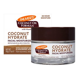 Palmer's Coconut Oil Formula Crema Hidratante Facial con Agua de Coco y Ácido Hialurónico, Humectación 48 Horas, Dermatológicamente Probada, 50g