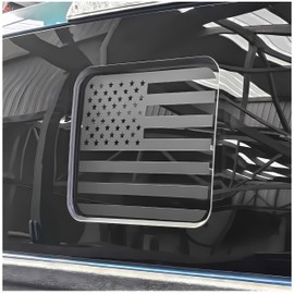 Fits Ford F150 F250 F350 2004-2025 Rear Middle Back Sliding Window American US Flag Vinyl Decal Matte Black Exterior Accessories