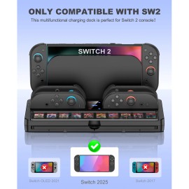 HELLCOOL Charging Dock for Switch 2 & Storage Station 4-in-1 Joy-Con Controller Charger
