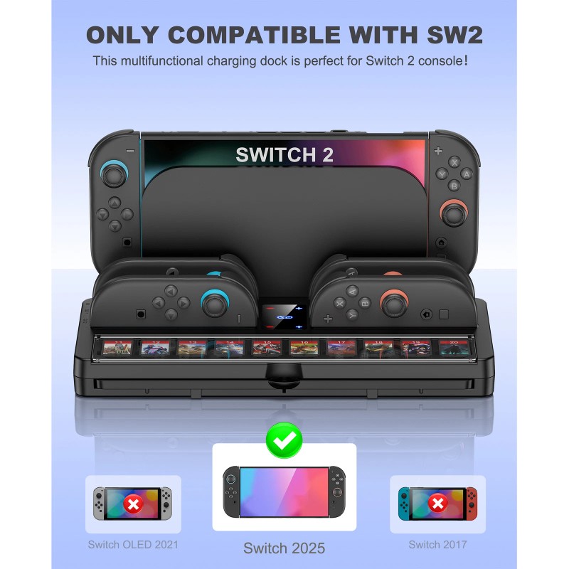 HELLCOOL Charging Dock for Switch 2 & Storage Station 4-in-1