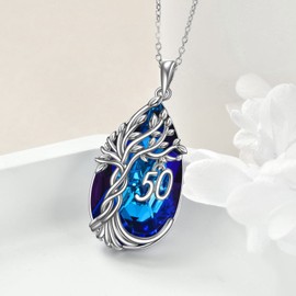 Sterling Silver Teardrop Tree of Life Necklace 50th Birthday Jewellery Gift for Women