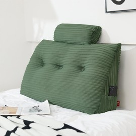 Rycwola Headboard Wedge Pillow with 2 Pack Neck Roll Pillow Large Headboard Pillow Soft and Supportive with Removable Cover (sage Green, Twin: 39x8x20 Inches)