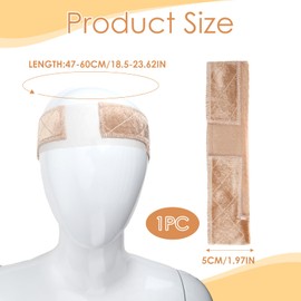 Adjustable Velvet Lace Wig Grip Headband Non-Slip Breathable Wig Band for Secure Elastic Wig Band to Hold Wig In Place Comfortable Fit Ideal for Hair Loss, Cosplay, Chemotherapy Patients (Beige)