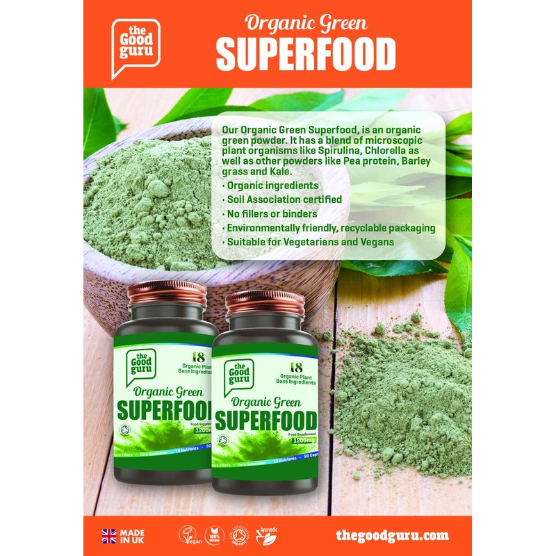 The Good Guru Organic Green Superfood Supplement Capsules - 90