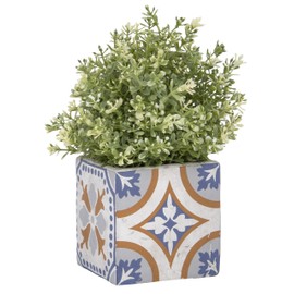 Esschert Design Portuguese Tiles Concrete Flower Pot Small 11.3 x 11.3 x 10.9 cm Square Flower Pot Planter
