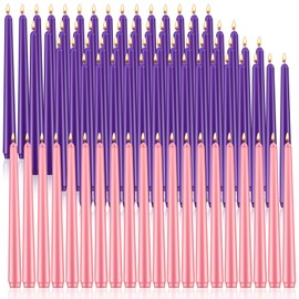 Patelai 80 Pcs Christmas Advent Candle Set Taper Candles 10 Inch Purple and Pink Christmas Candles Candlesticks for Wedding Advent Home Church Holiday Decoration Party Celebrations